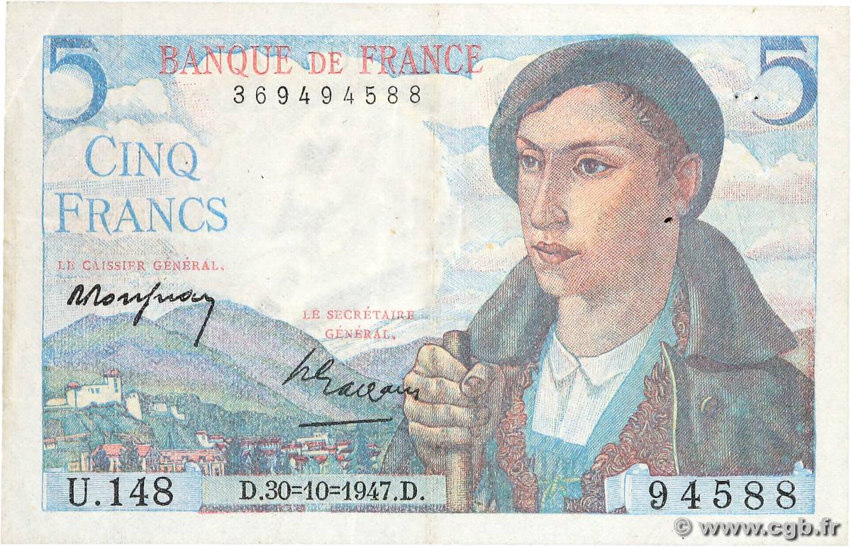 5 Francs BERGER FRANKREICH  1947 F.05.07 SS
