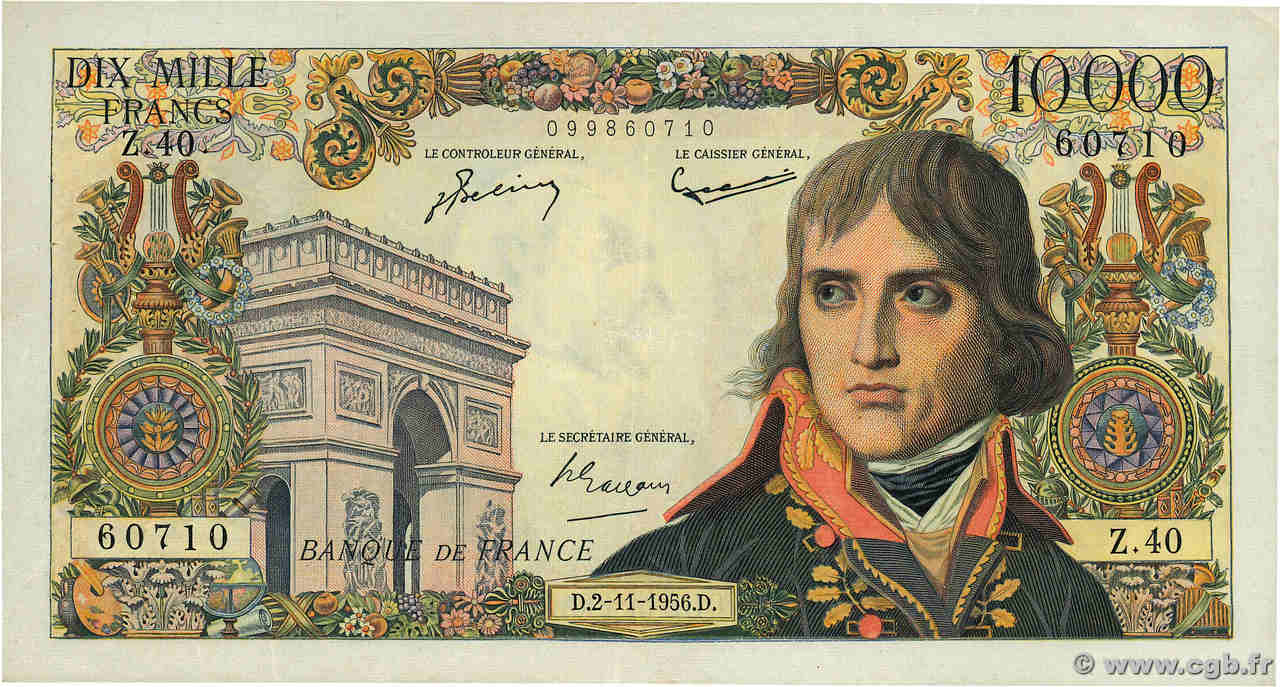 10000 Francs BONAPARTE FRANCE  1956 F.51.05 TTB