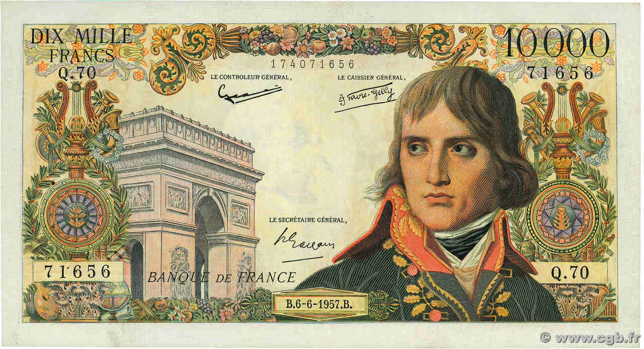 10000 Francs BONAPARTE FRANCE  1957 F.51.08 TTB
