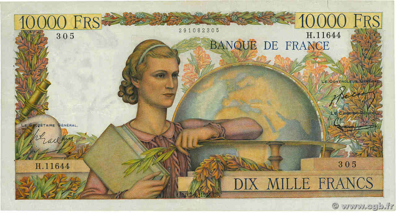 10000 Francs GÉNIE FRANÇAIS FRANCE  1956 F.50.81 TTB