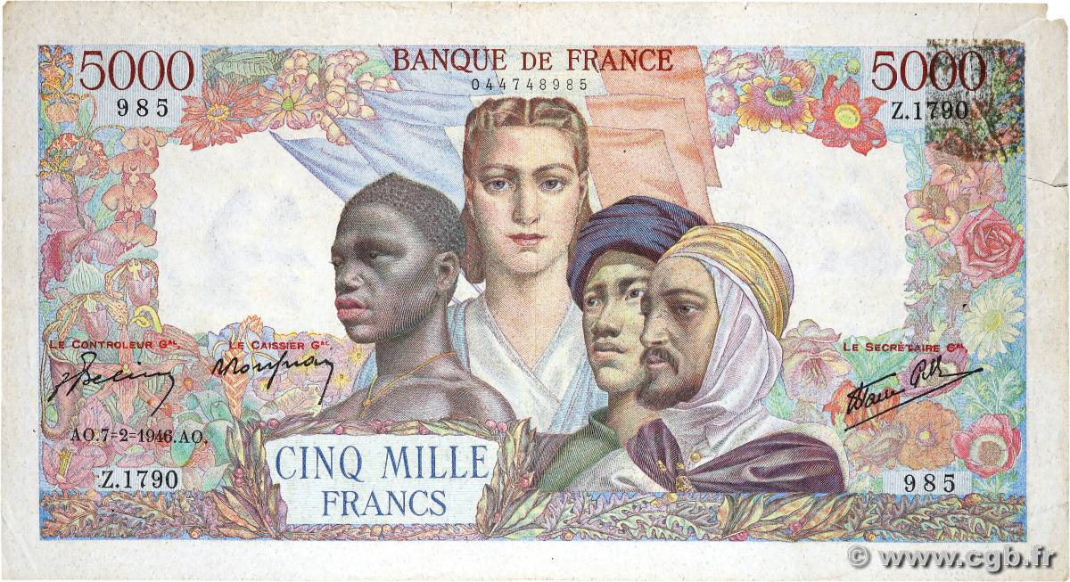 5000 Francs EMPIRE FRANÇAIS FRANKREICH  1946 F.47.50 SGE