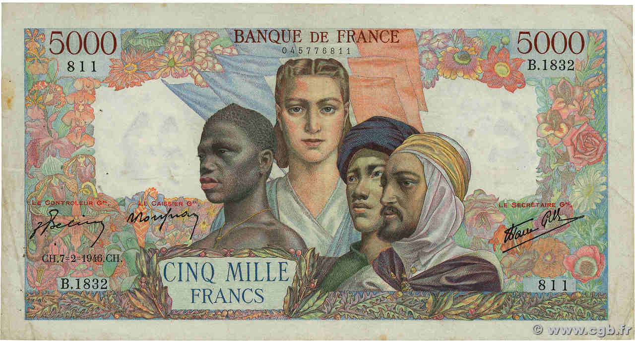 5000 Francs EMPIRE FRANÇAIS FRANKREICH  1946 F.47.50 S