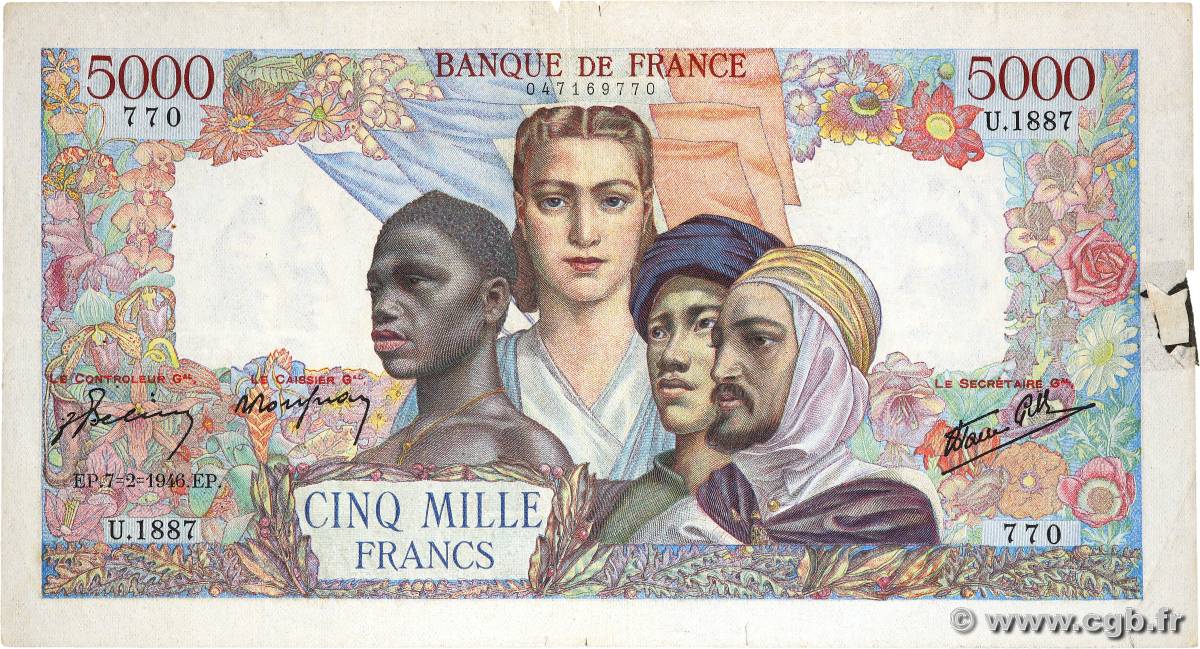5000 Francs EMPIRE FRANÇAIS FRANKREICH  1946 F.47.50 SGE