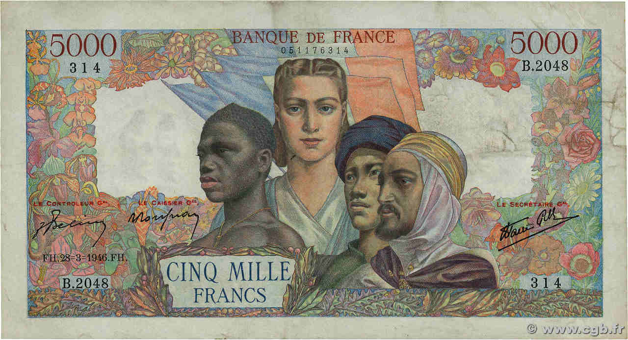 5000 Francs EMPIRE FRANÇAIS FRANCE  1946 F.47.51 TB