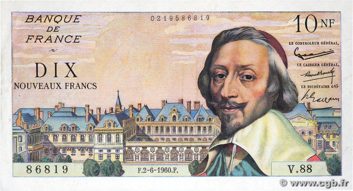 10 Nouveaux Francs RICHELIEU FRANCE  1960 F.57.08 TTB