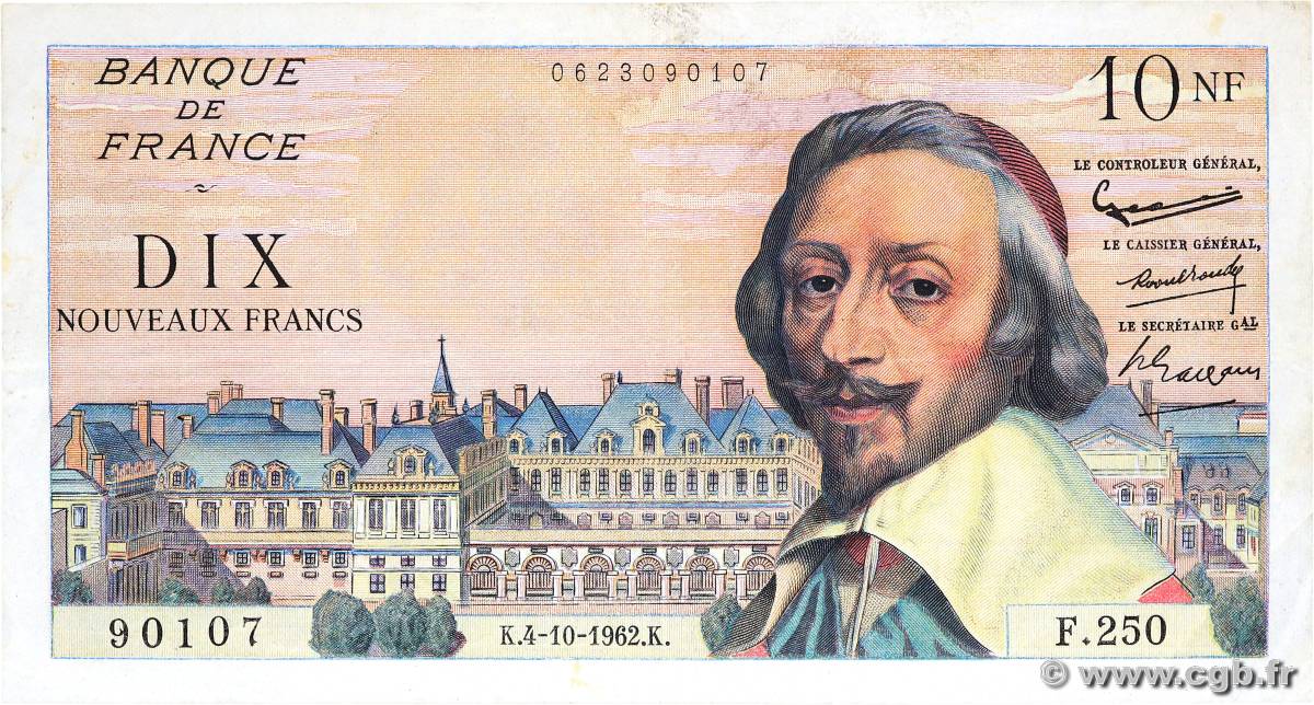 10 Nouveaux Francs RICHELIEU FRANCE  1962 F.57.21 pr.TTB
