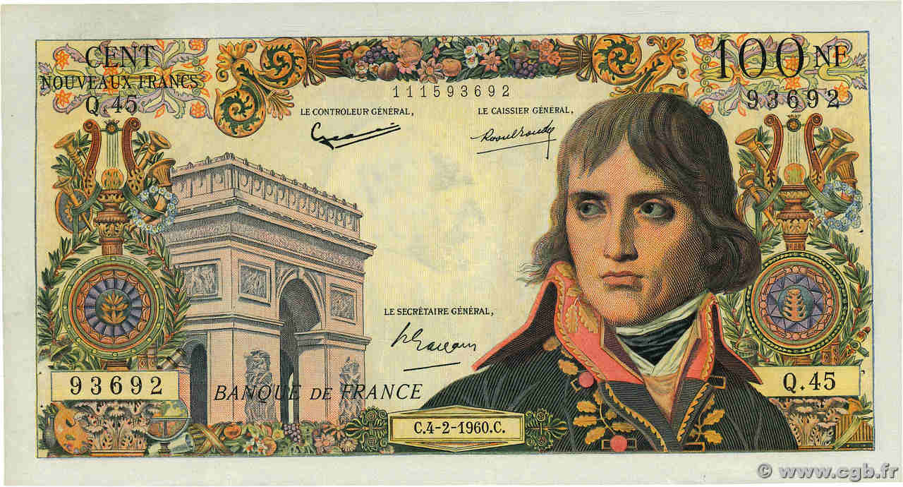 100 Nouveaux Francs BONAPARTE FRANCE  1960 F.59.05 TTB