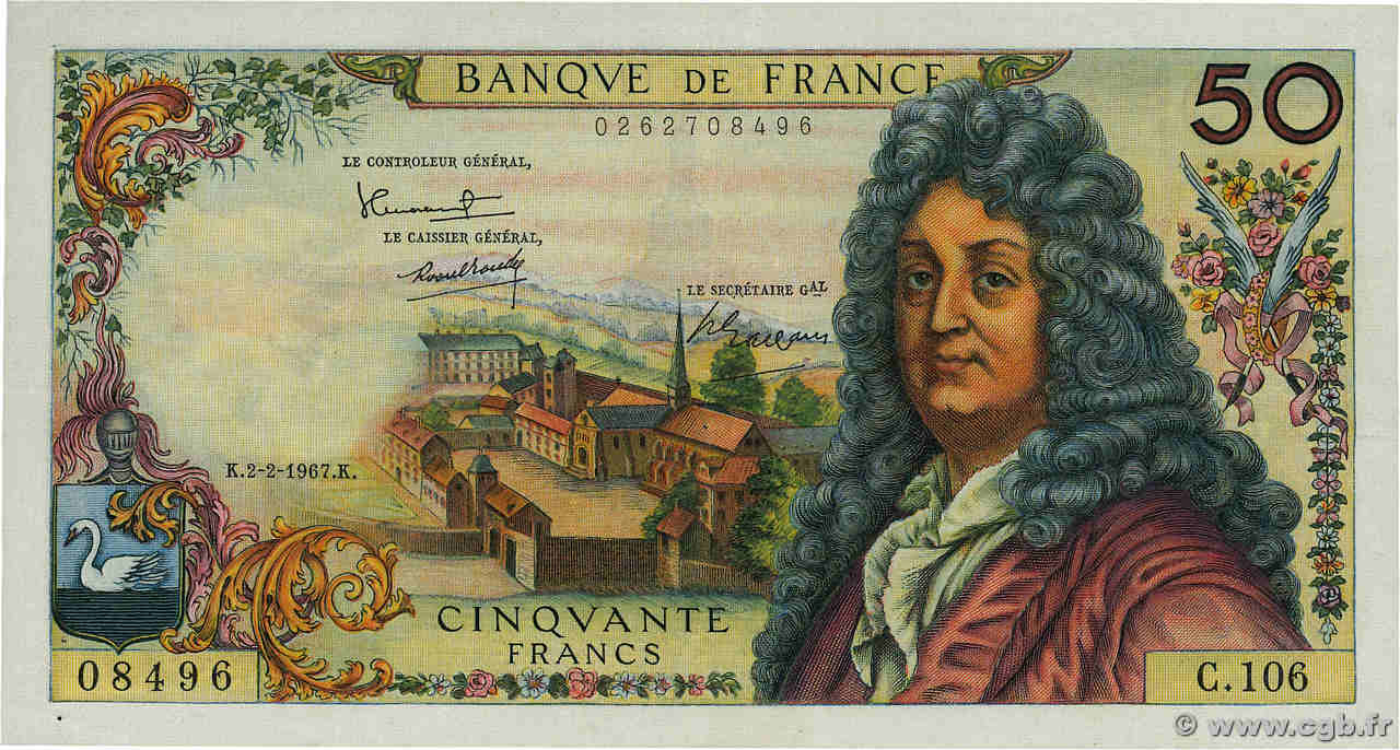 50 Francs RACINE FRANCE  1967 F.64.09 VF