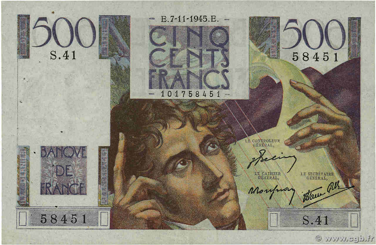 500 Francs CHATEAUBRIAND FRANCE  1945 F.34.03 TB+