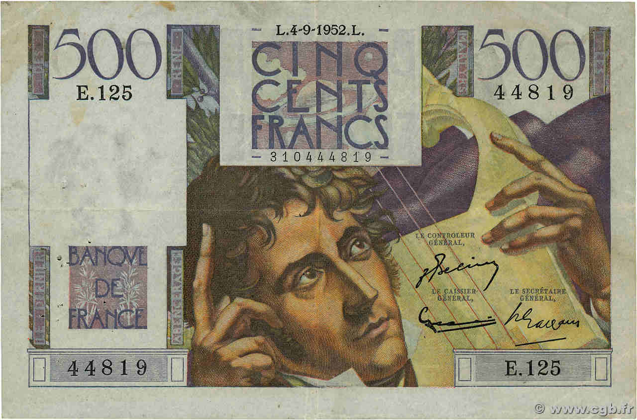 500 Francs CHATEAUBRIAND FRANCE  1952 F.34.10 TB+