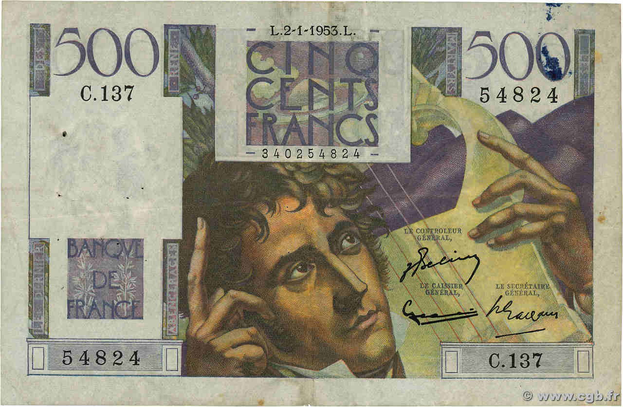 500 Francs CHATEAUBRIAND FRANCE  1953 F.34.11 TB+