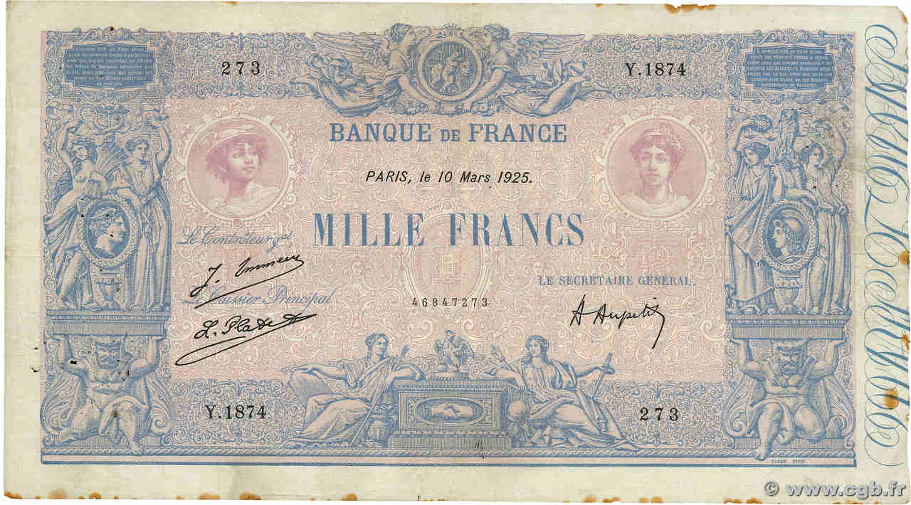 1000 Francs BLEU ET ROSE FRANCE  1925 F.36.41 F