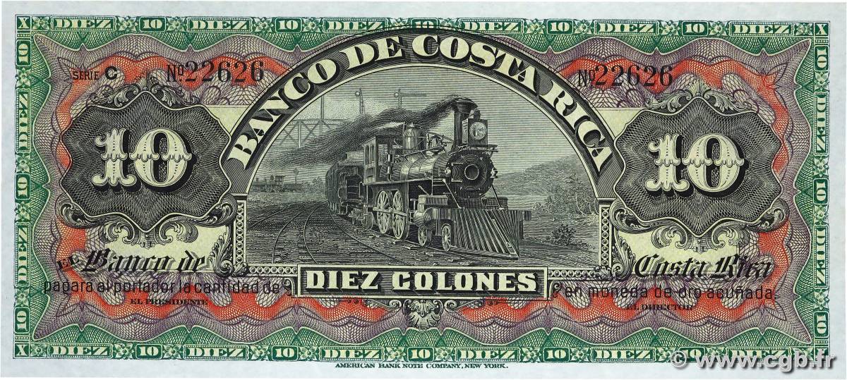 10 Colones Non émis COSTA RICA  1901 PS.174r UNC