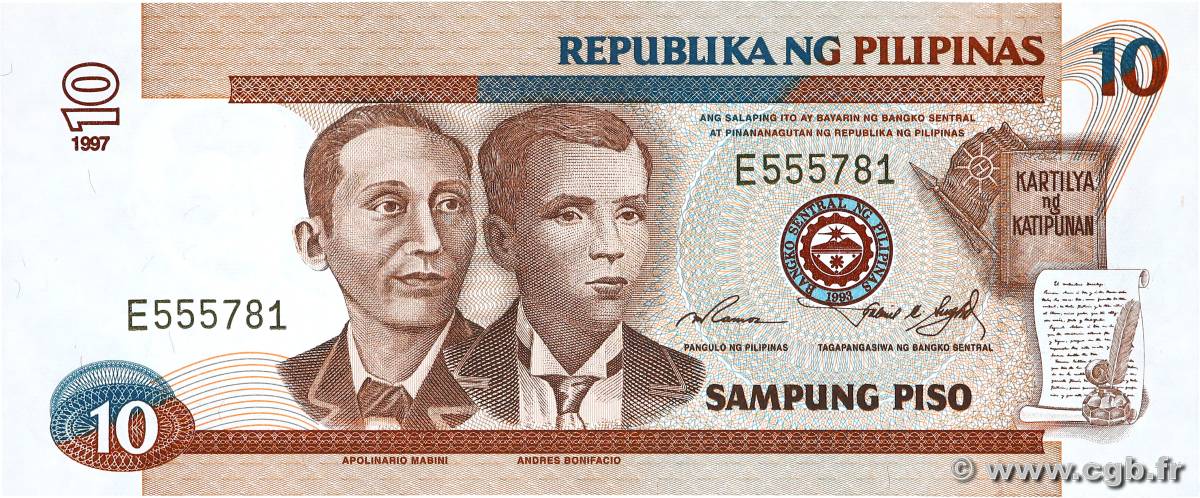 10 Pesos FILIPPINE  1997 P.187a FDC