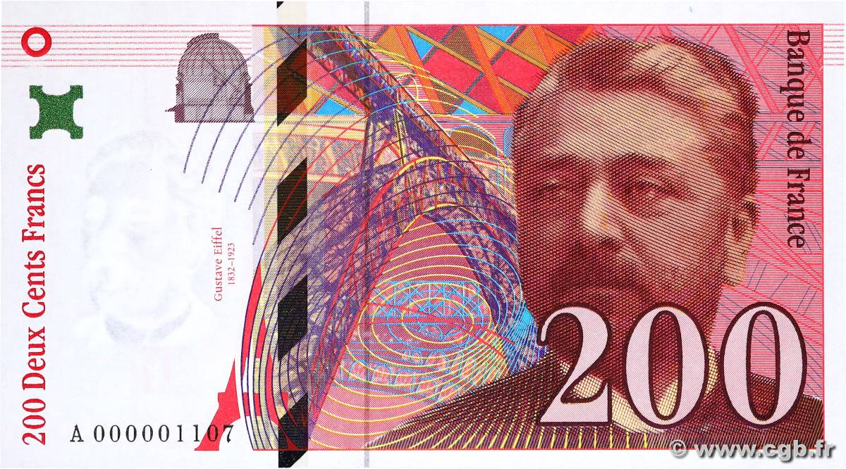 200 Francs EIFFEL Petit numéro FRANCE  1995 F.75.01A NEUF