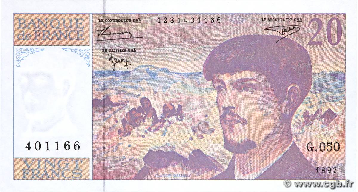 20 Francs DEBUSSY Modifié FRANCIA  1997 F.66ter.02 SC+