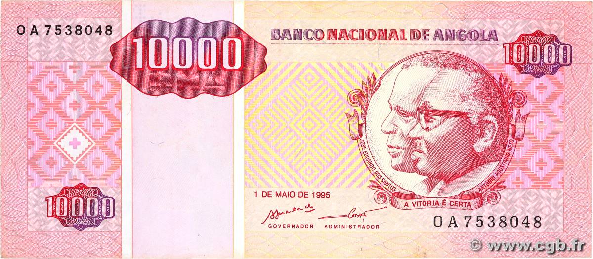 10000 Kwanzas Reajustados ANGOLA  1995 P.137 VF