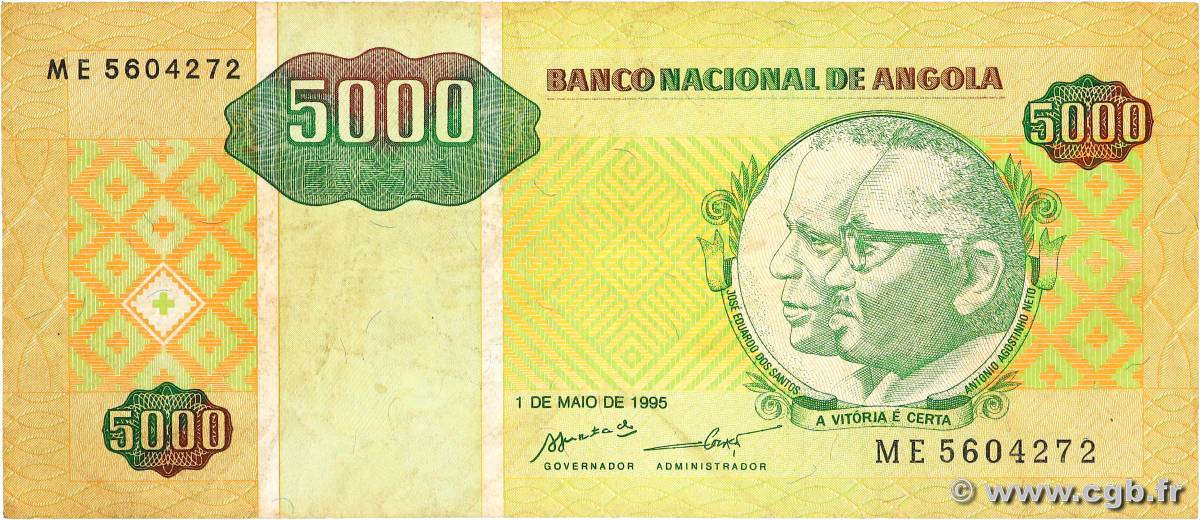 5000 Kwanzas Reajustados ANGOLA  1995 P.136 F
