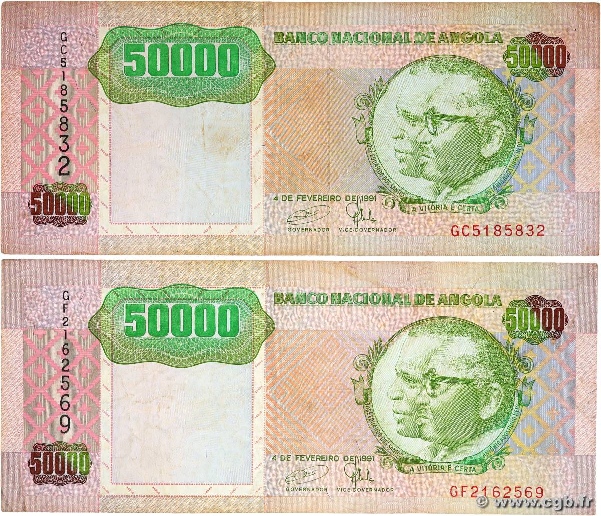 50000 Kwanzas Lot ANGOLA  1991 P.132 S