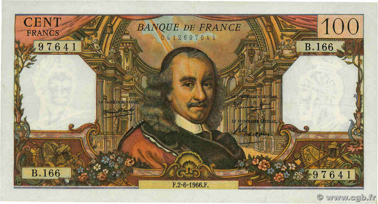 100 Francs CORNEILLE FRANCE  1966 F.65.13 TTB