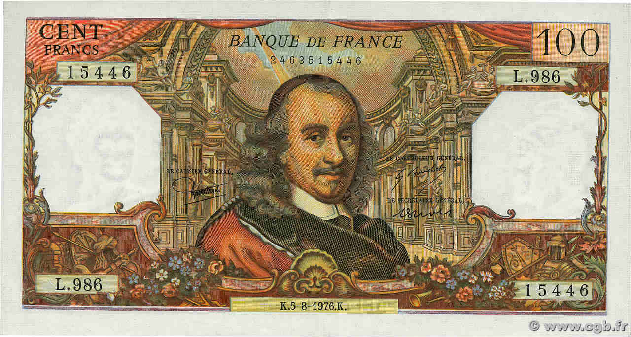 100 Francs CORNEILLE FRANCE  1976 F.65.54 SUP
