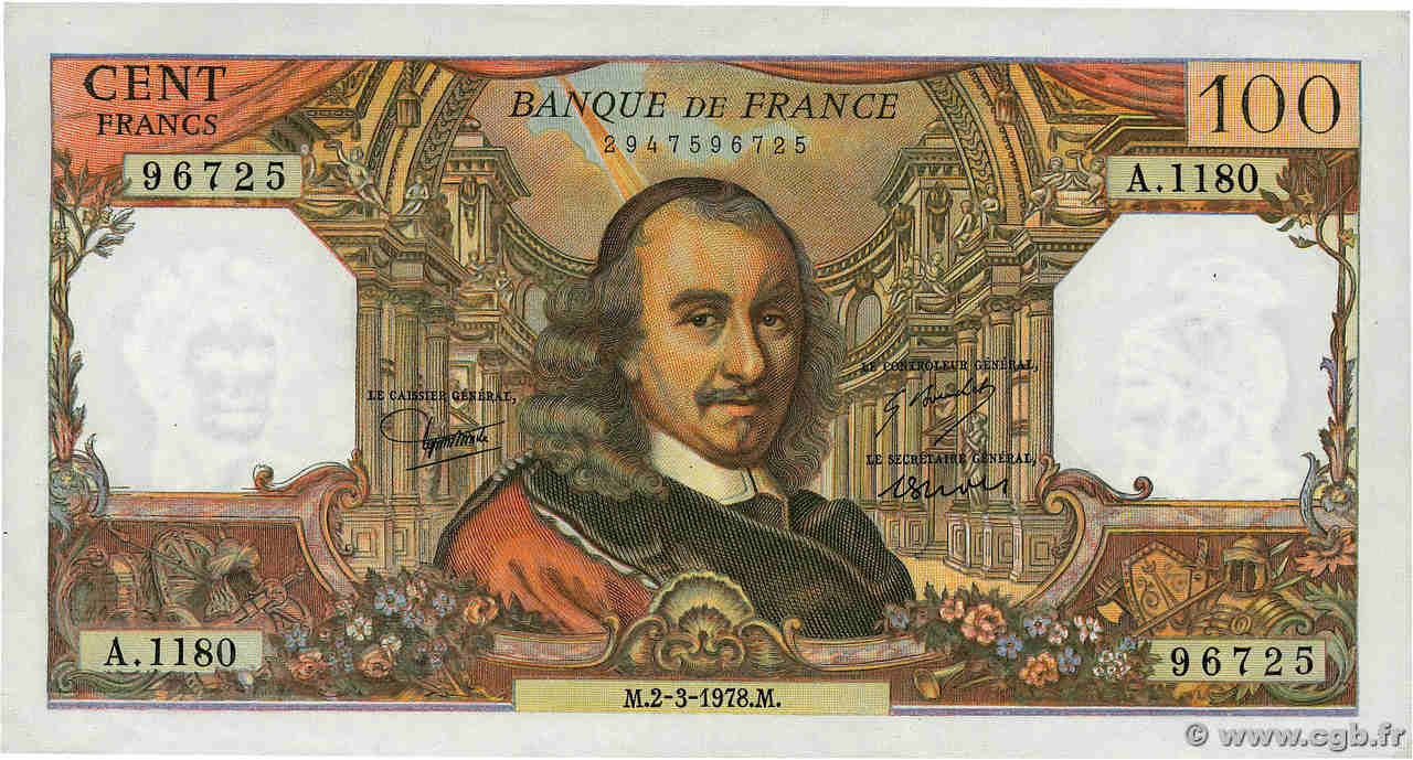 100 Francs CORNEILLE FRANCE  1978 F.65.62 TTB