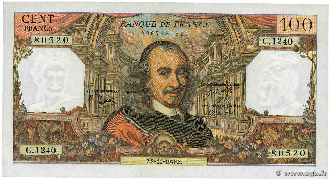 100 Francs CORNEILLE FRANCE  1978 F.65.64 SUP