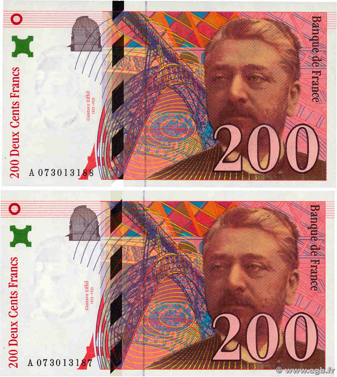 200 Francs EIFFEL Consécutifs FRANCE  1999 F.75.05 SPL