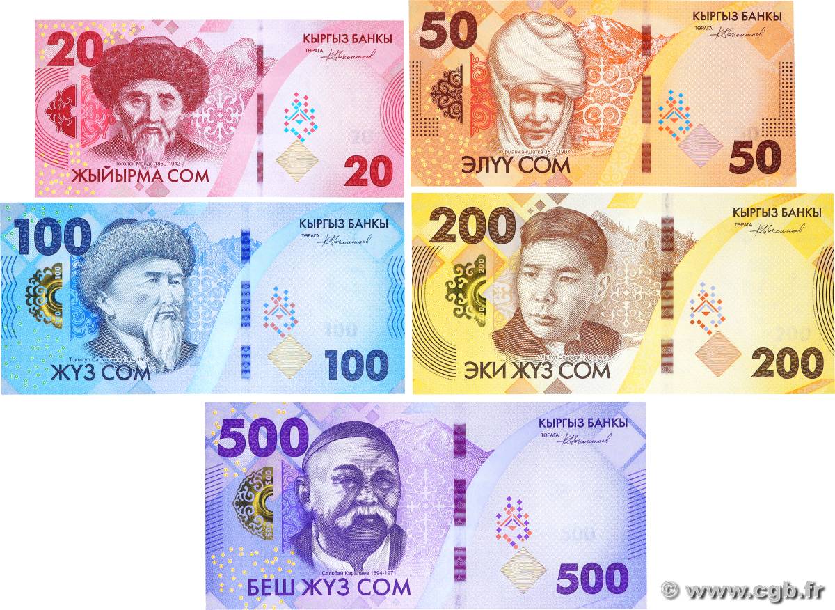 20 au 500 Som Lot KIRGHIZISTAN  2023 P.34 au P.38 NEUF