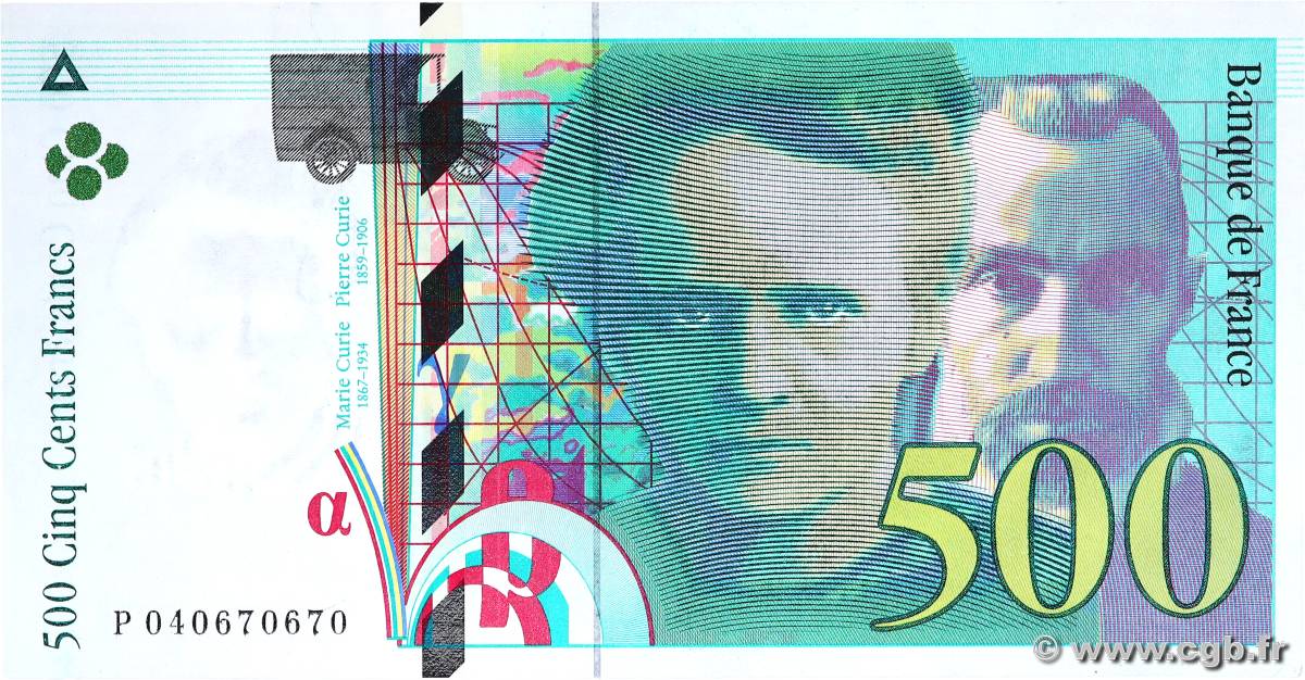 500 Francs PIERRE ET MARIE CURIE FRANCE  1998 F.76.04 UNC-