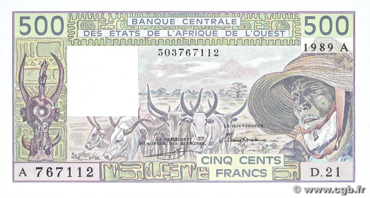 500 Francs WEST AFRICAN STATES  1989 P.106AI XF+