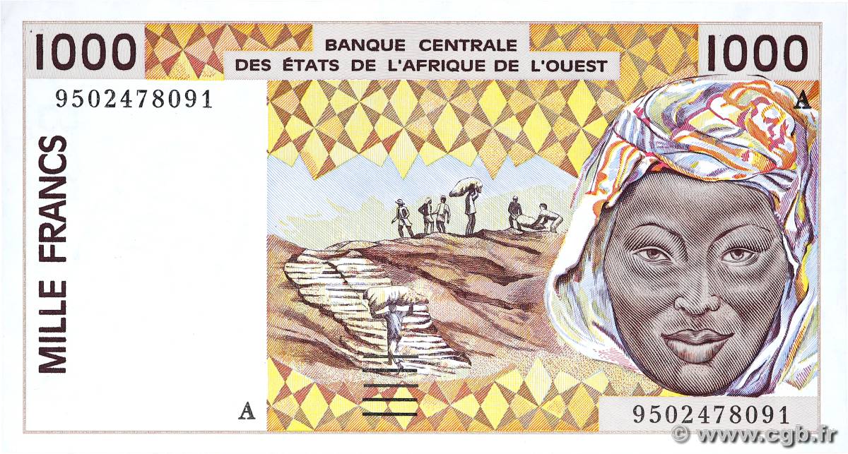 1000 Francs ÉTATS DE L AFRIQUE DE L OUEST  1995 P.111Ae SUP
