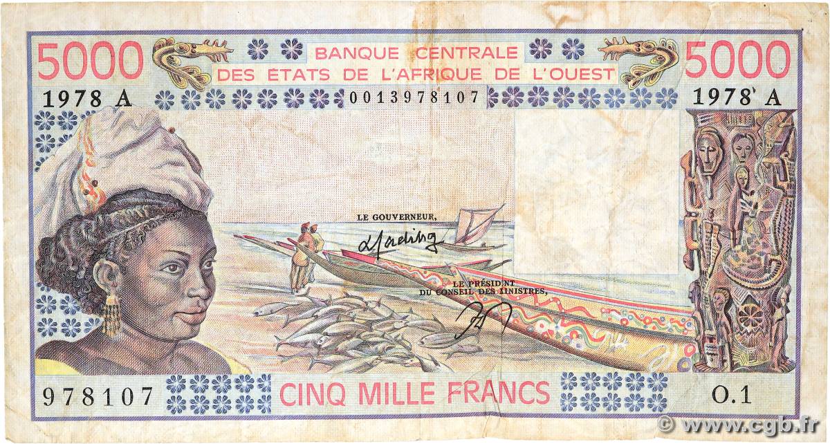 5000 Francs ÉTATS DE L AFRIQUE DE L OUEST  1978 P.108Ab B+