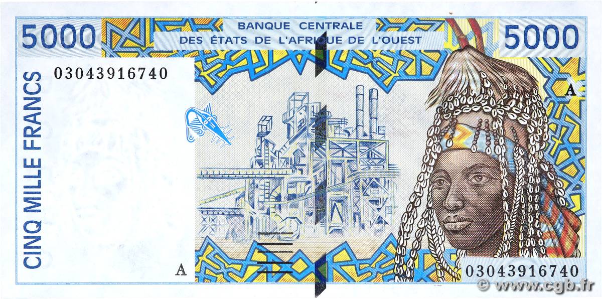 5000 Francs ÉTATS DE L AFRIQUE DE L OUEST  2003 P.113Am SUP