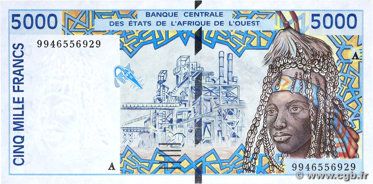 5000 Francs ÉTATS DE L AFRIQUE DE L OUEST  1999 P.113Ai pr.NEUF
