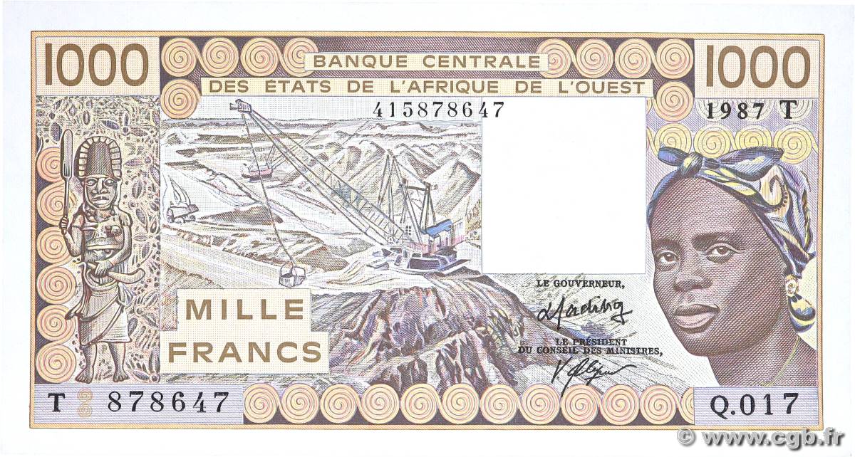 1000 Francs ÉTATS DE L AFRIQUE DE L OUEST  1987 P.807Th SUP+