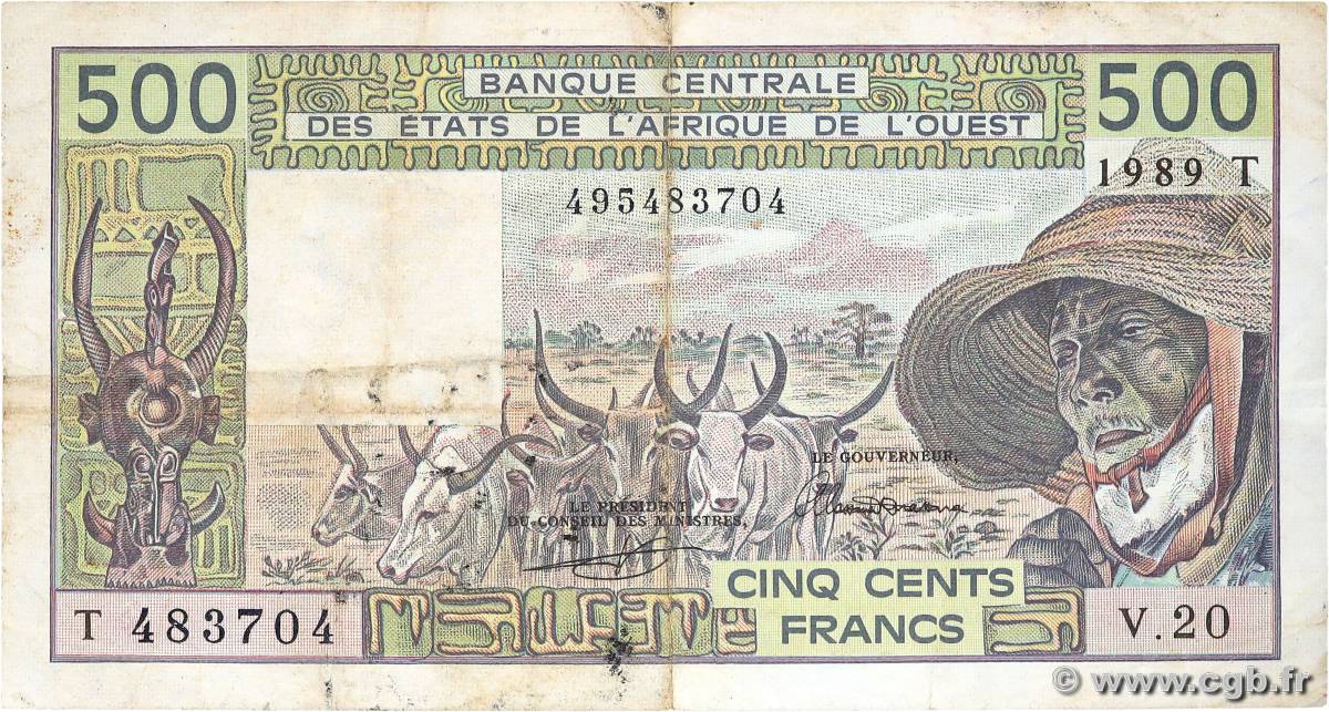 500 Francs ÉTATS DE L AFRIQUE DE L OUEST  1989 P.806Tk TB+