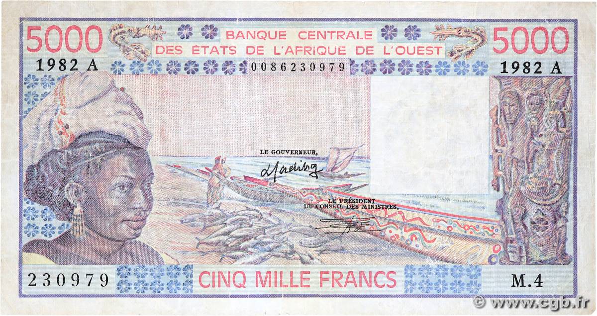 5000 Francs ESTADOS DEL OESTE AFRICANO  1982 P.108Ai RC