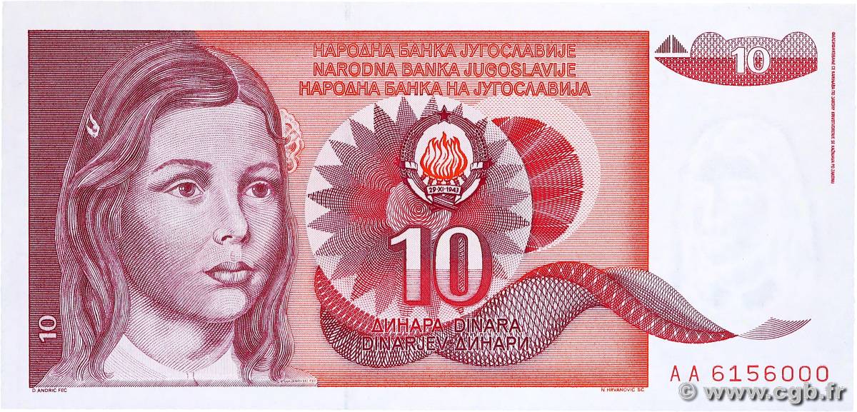 10 Dinara YUGOSLAVIA  1990 P.103 UNC