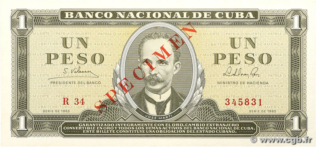 1 Peso Spécimen CUBA  1965 P.094s pr.NEUF