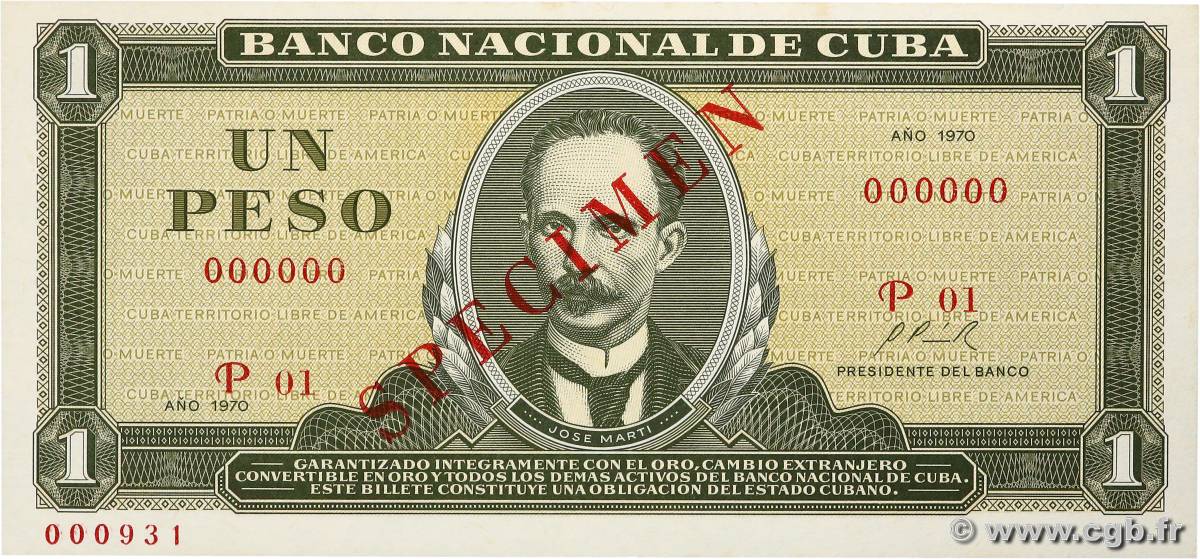 1 Peso Spécimen CUBA  1970 P.102s pr.NEUF