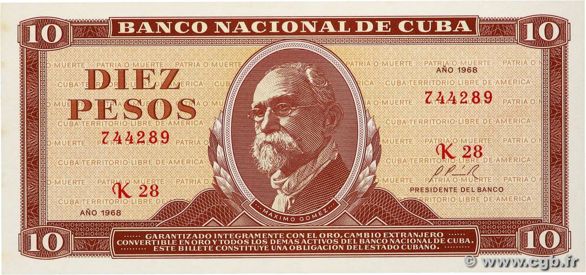 10 Pesos CUBA  1968 P.104a UNC