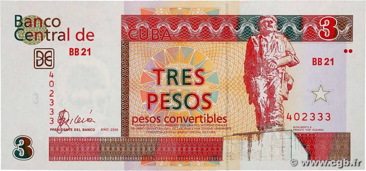3 Pesos CUBA  2006 P.FX47 UNC-
