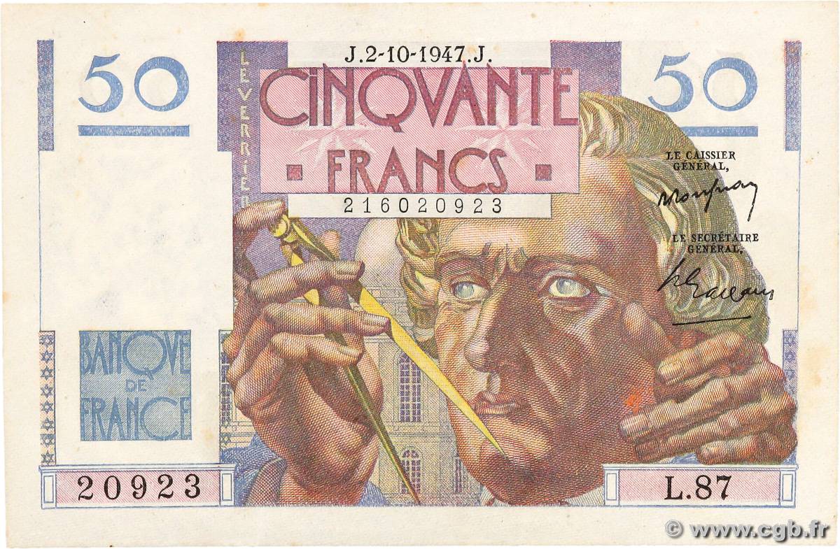 50 Francs LE VERRIER FRANCIA  1947 F.20.09 AU