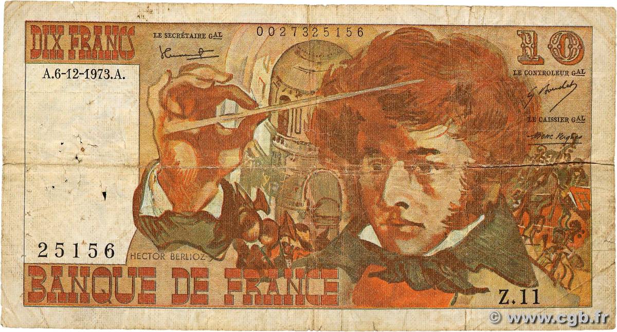 10 Francs BERLIOZ FRANCE  1973 F.63.02 G