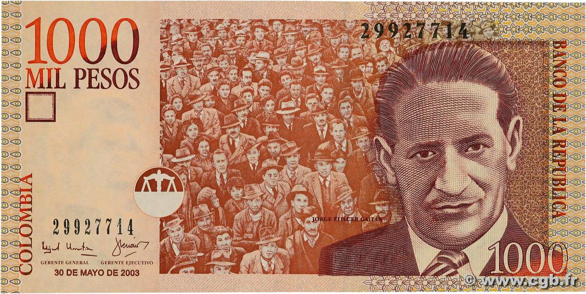 1000 Pesos COLOMBIA  2003 P.450e SC+