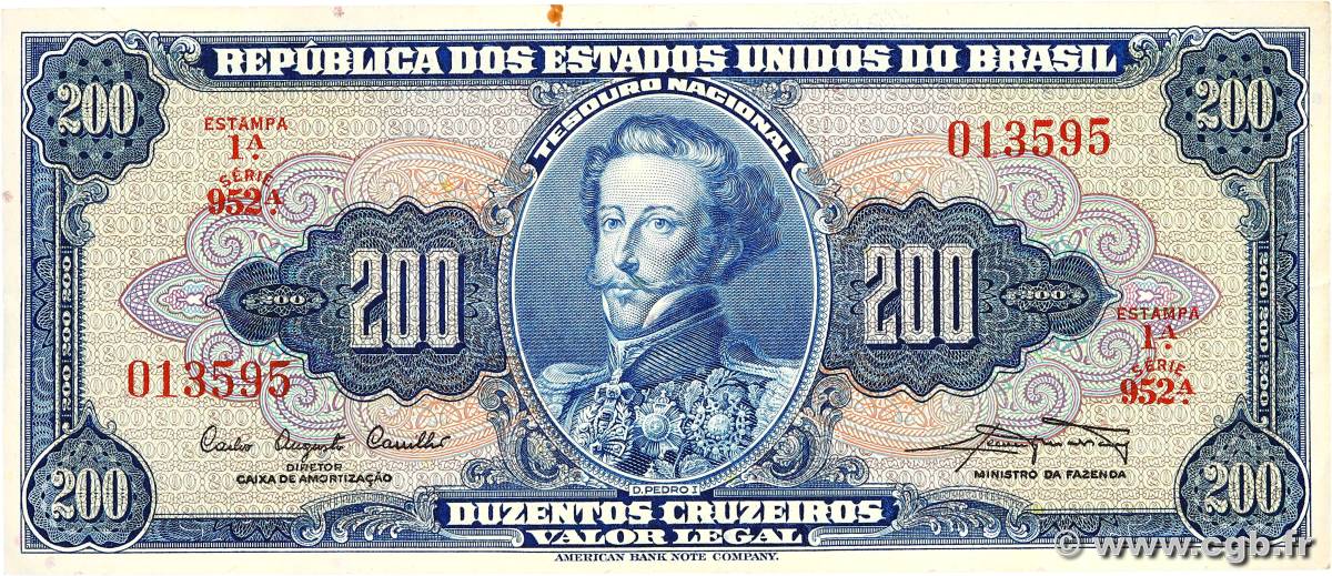 200 Cruzeiros BRASIL  1961 P.171a MBC+