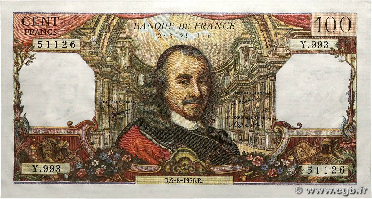 100 Francs CORNEILLE FRANCE  1976 F.65.54 pr.NEUF