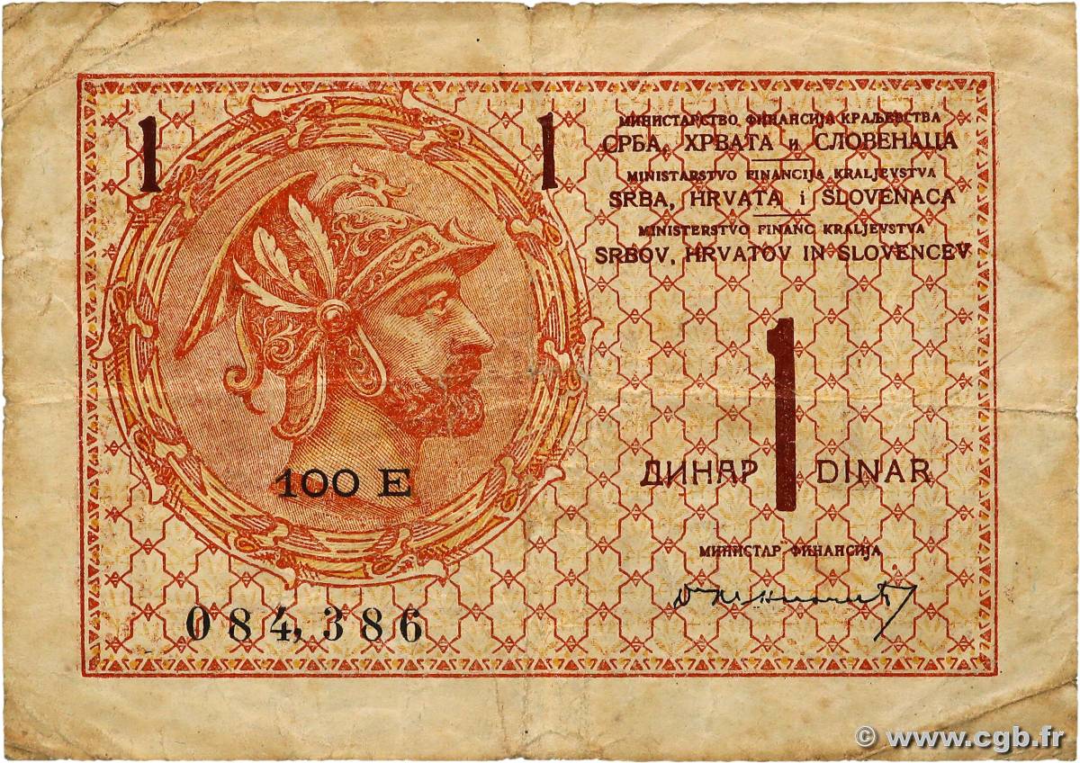 1 Dinar YOUGOSLAVIE  1919 P.012 pr.TB