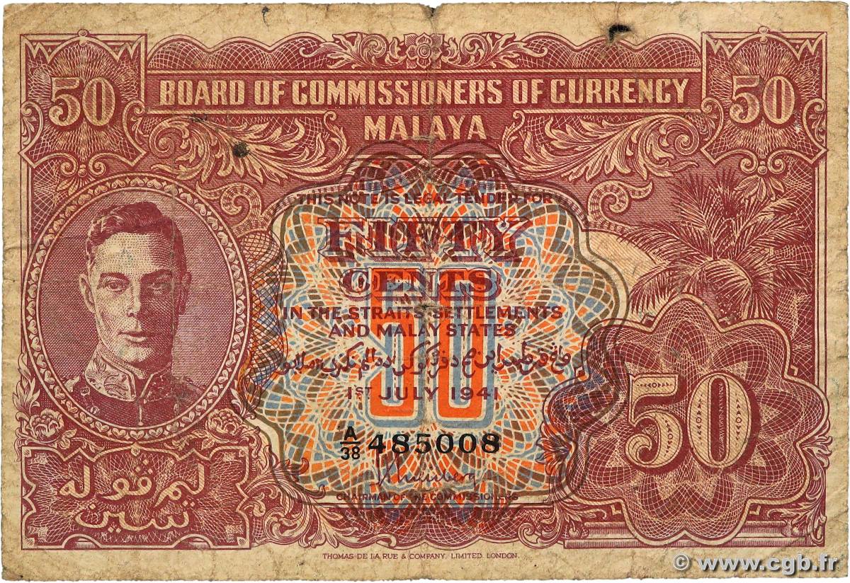50 Cents MALAYA  1941 P.10b B+